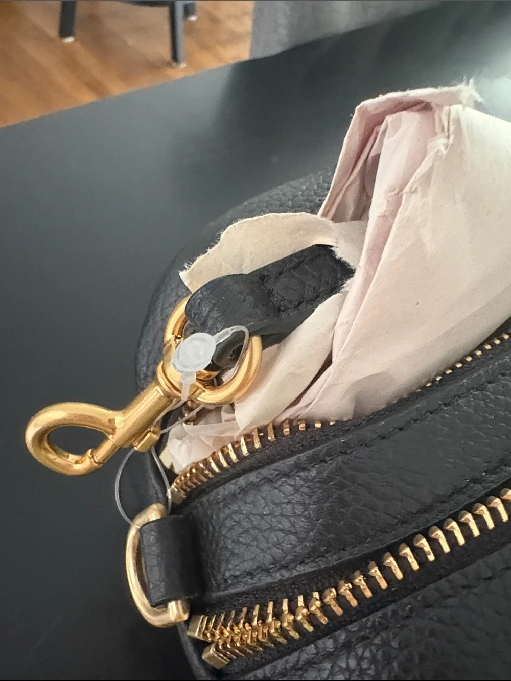 Tory Burch Black Pebbled Leather Toiletry Bag with Embossed Logo
